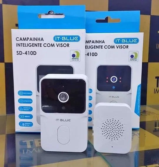 Campainha Inteligente Sem Fio Com Câmera Wi-Fi Voz Registro Visitante