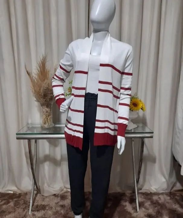 Cardigan de tricot feminino com listras da MARFINNO. <br>?Tam G<br>?60,00<br> - Foto 3