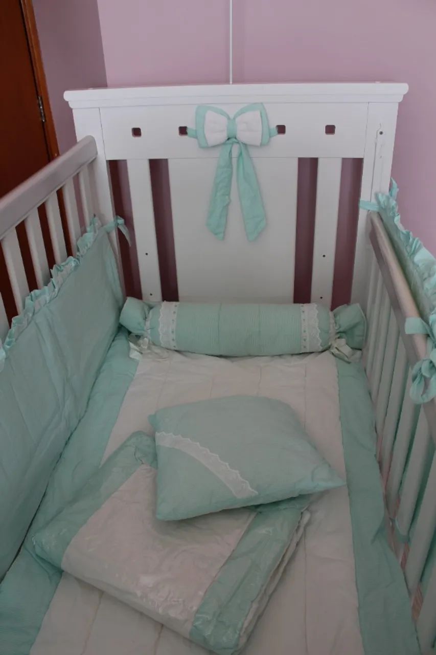 kit berço verde 10 peças