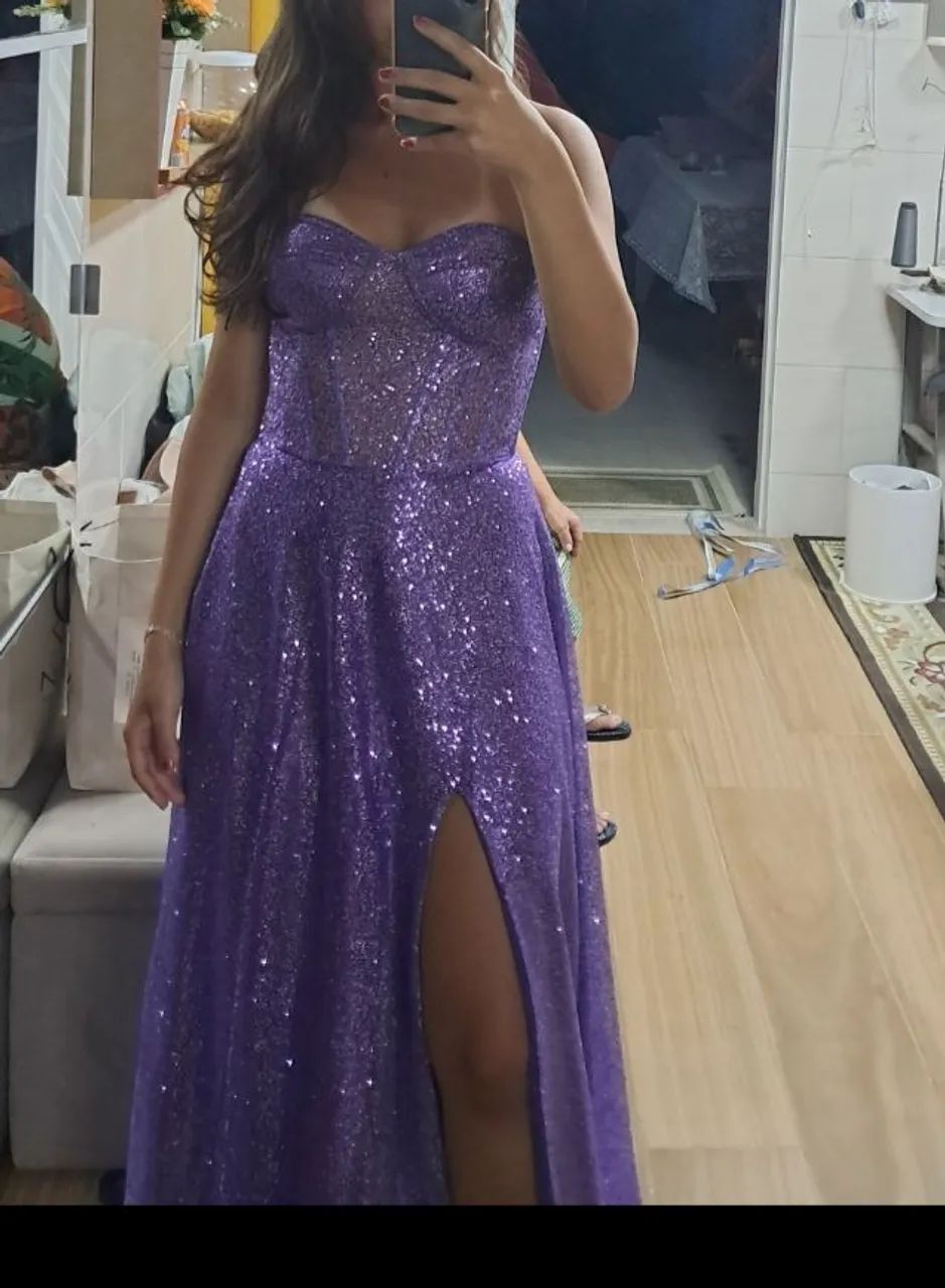 Vestido roxo de brilho  - Foto 3