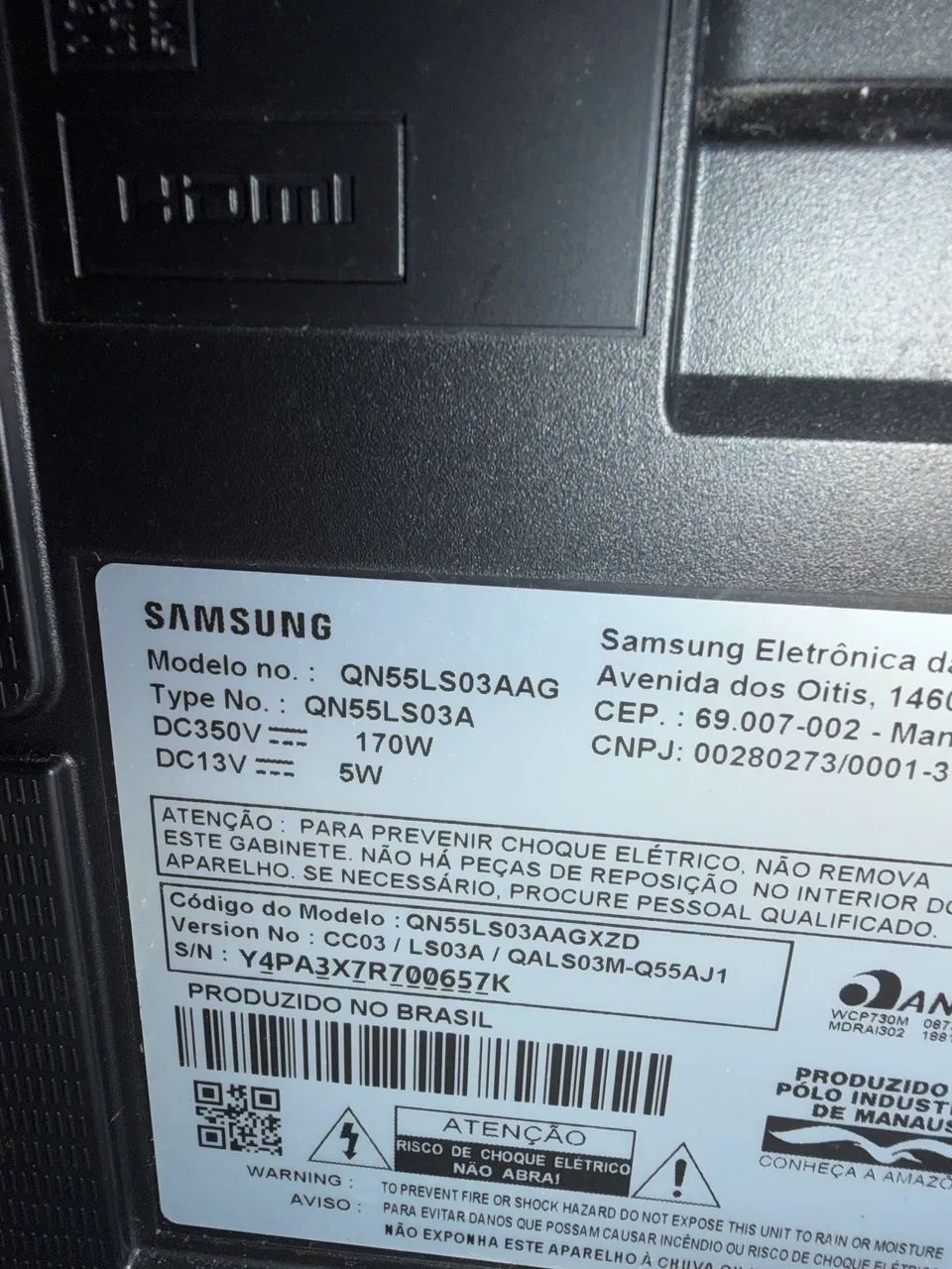 Tv Samsung the frame com defeito