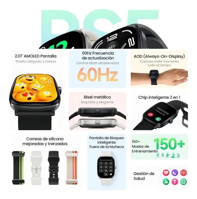 Smartwatch Haylou Rs5 2.01 Amoled Screen Hd 2 Pulseiras - Foto 4