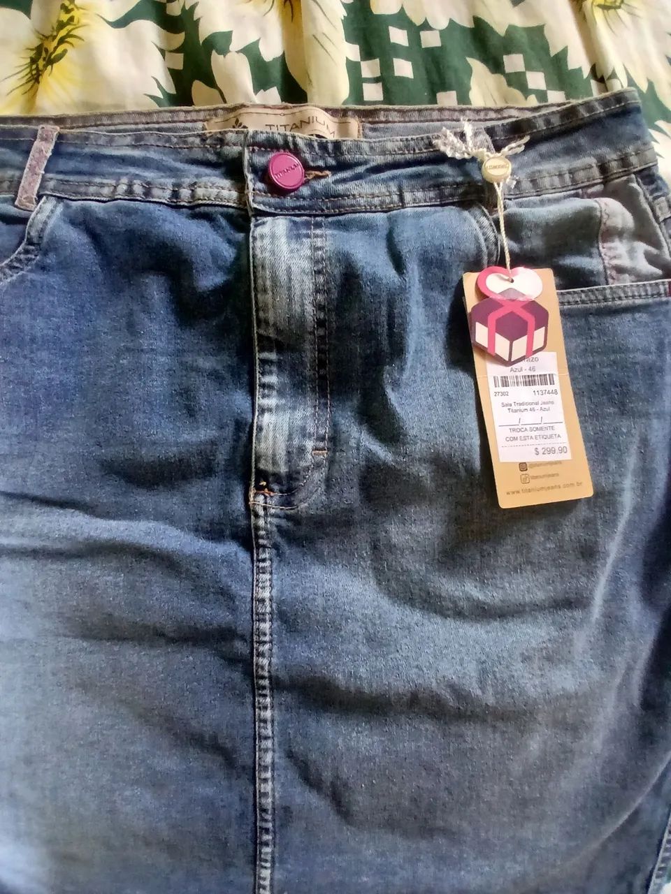 Saia tradicional jeans titanium 46-azul - Foto 3
