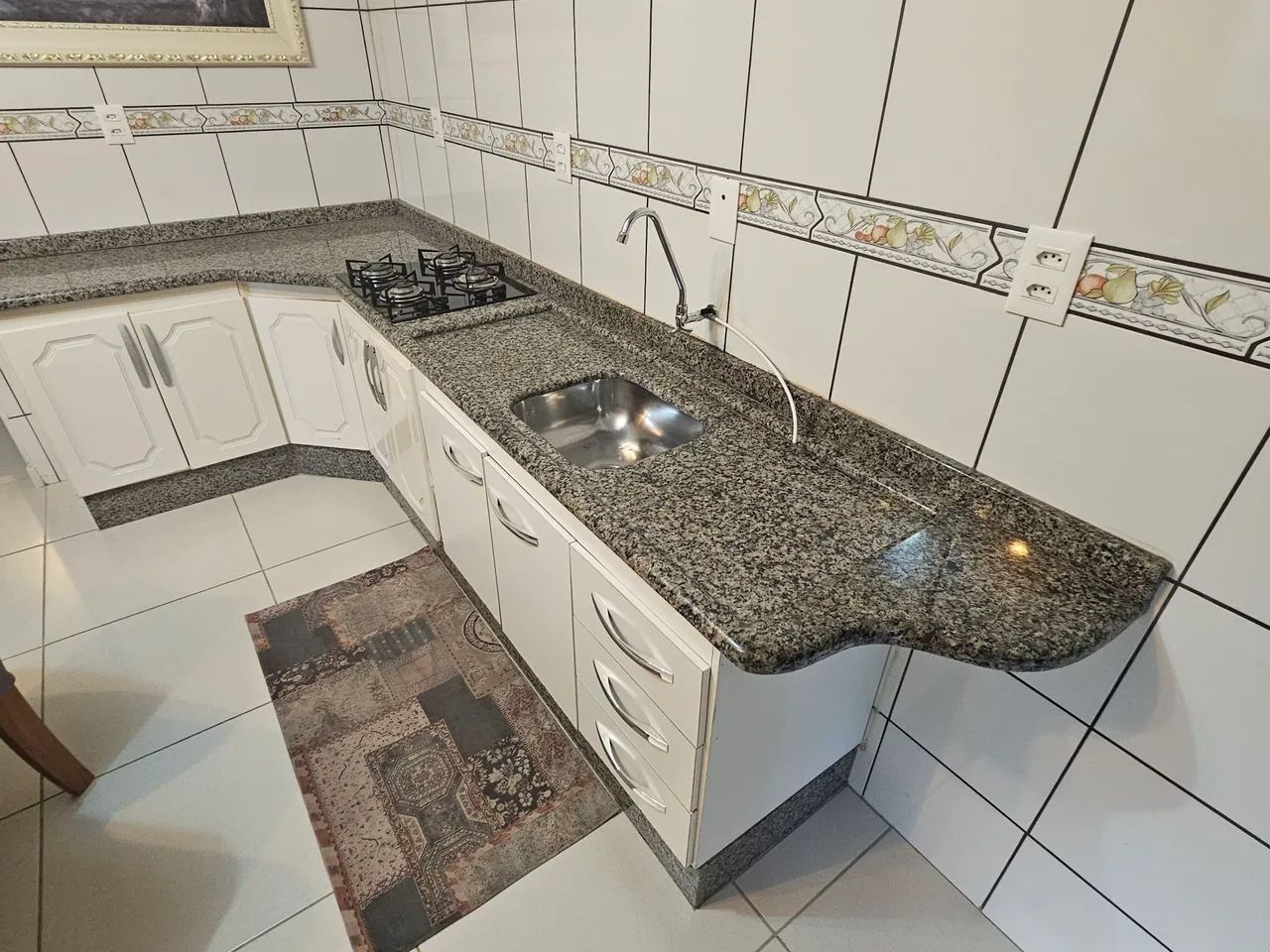 Granite sink with countertop and cooktop