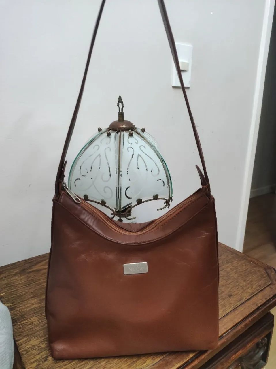 Bolsa mister cat couro marrom 