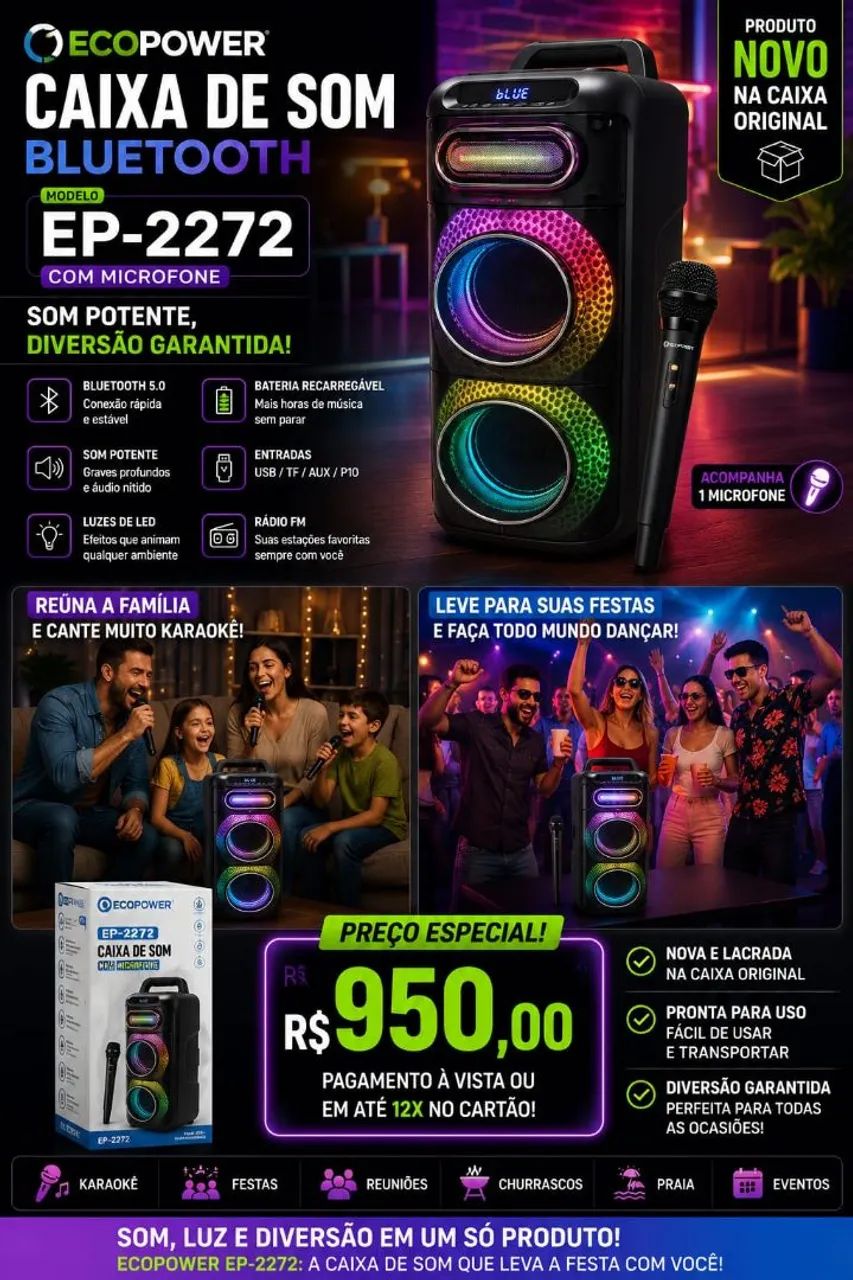 Caixa de som com microfone 
