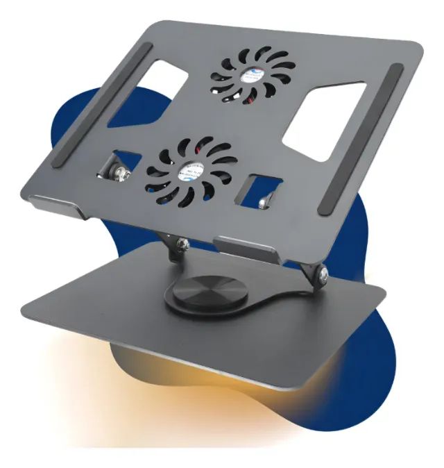 Mesa Articulada Notebook VLX Ajustável 360° 2 Ventiladores USB Alumínio Preto