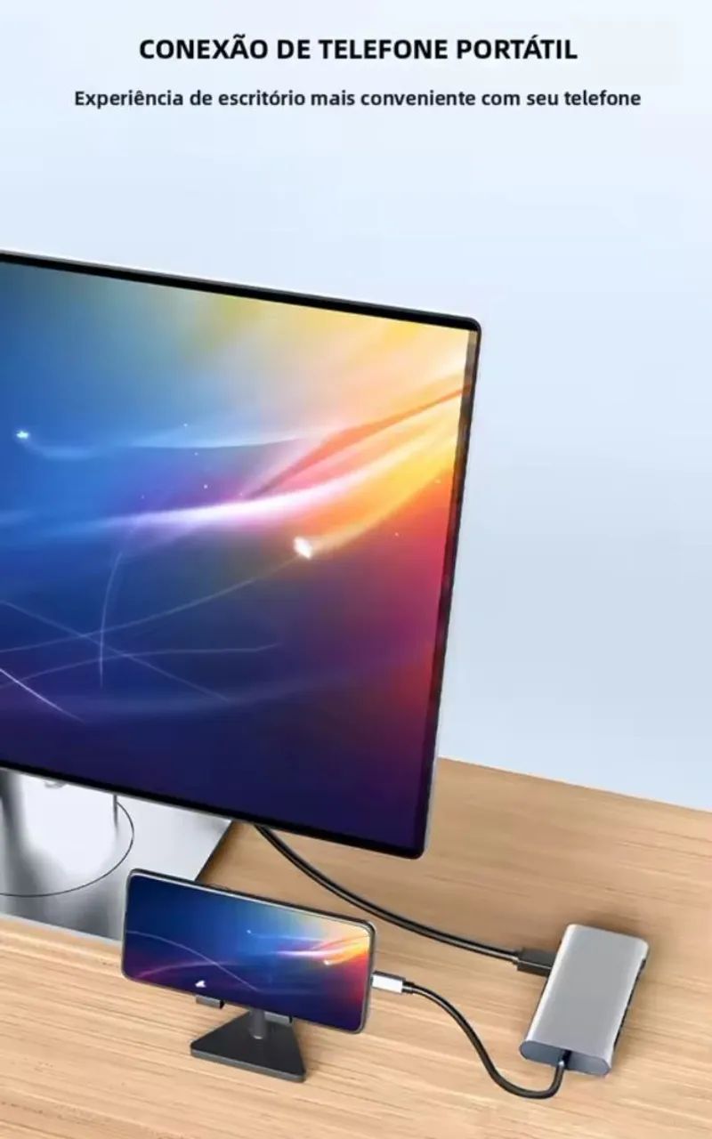 Hub leitor múltiplo de cartão, pendrive com HDMI, VGA, PD, Rede, USB-C  - Foto 5