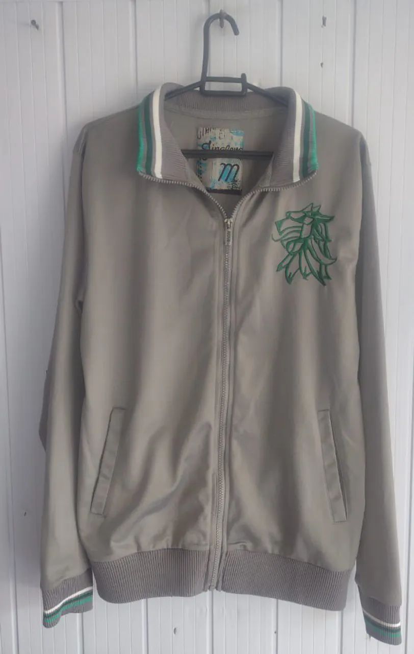Jaqueta Bomber Cinza e Verde Tamanho M