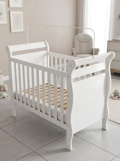 Berço Infantil Branco em MDF com Haste para Mosquiteiro - Ótimo Estado - Foto 3