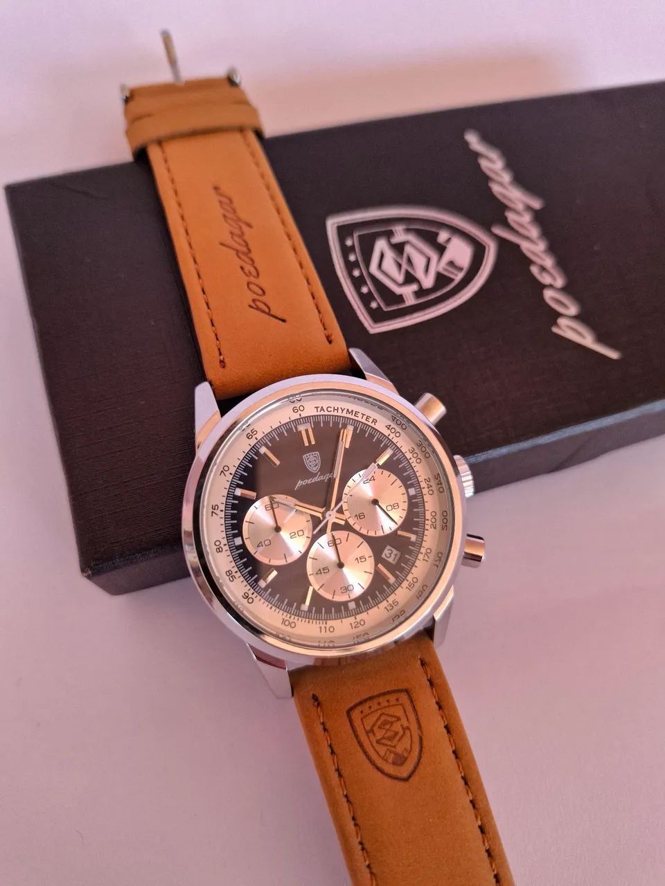 Relógio Poedagar Masculino de Luxo ? Pulseira de Couro