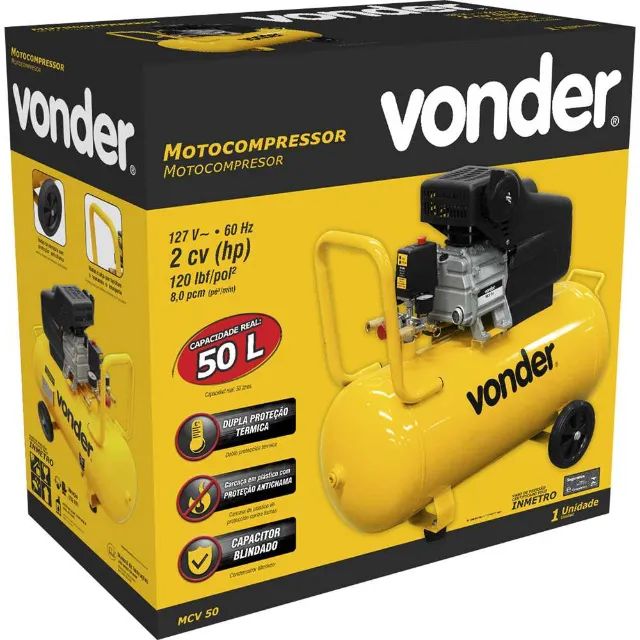 Motocompressor de ar, 8,0 pcm, 50 litros MCV 50 VONDER  - Foto 3