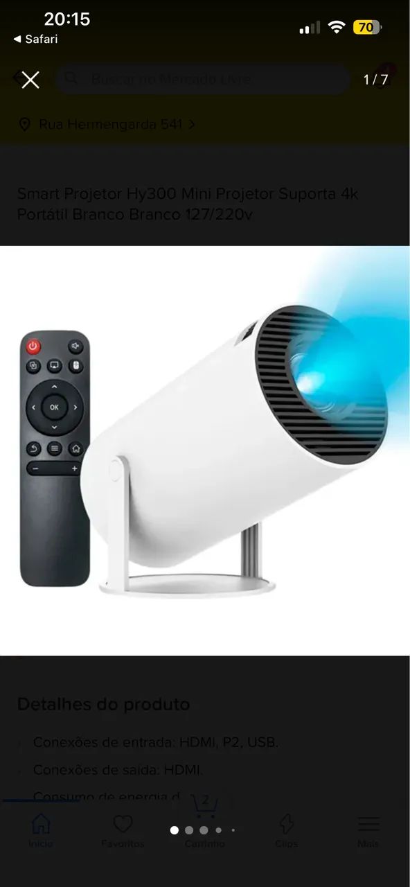 Mini Projetor Portátil 4K - HY300