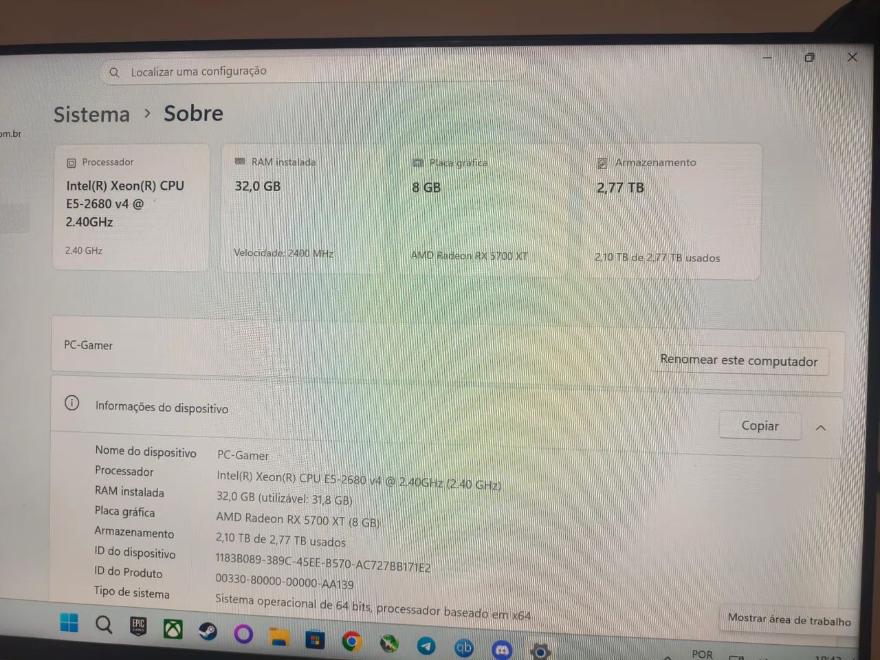 PC Gamer 32GB, Xeon 2680v4 e RX 5700 XT - Foto 4