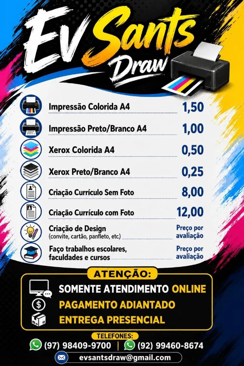 Impressão, designers e trabalhos escolares