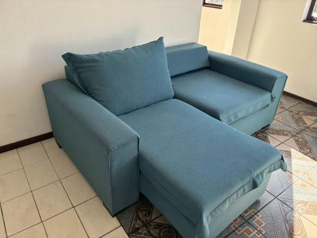 Sofá Retrátil Azul Claro 3 lugares. Em estado de novo! - Foto 3