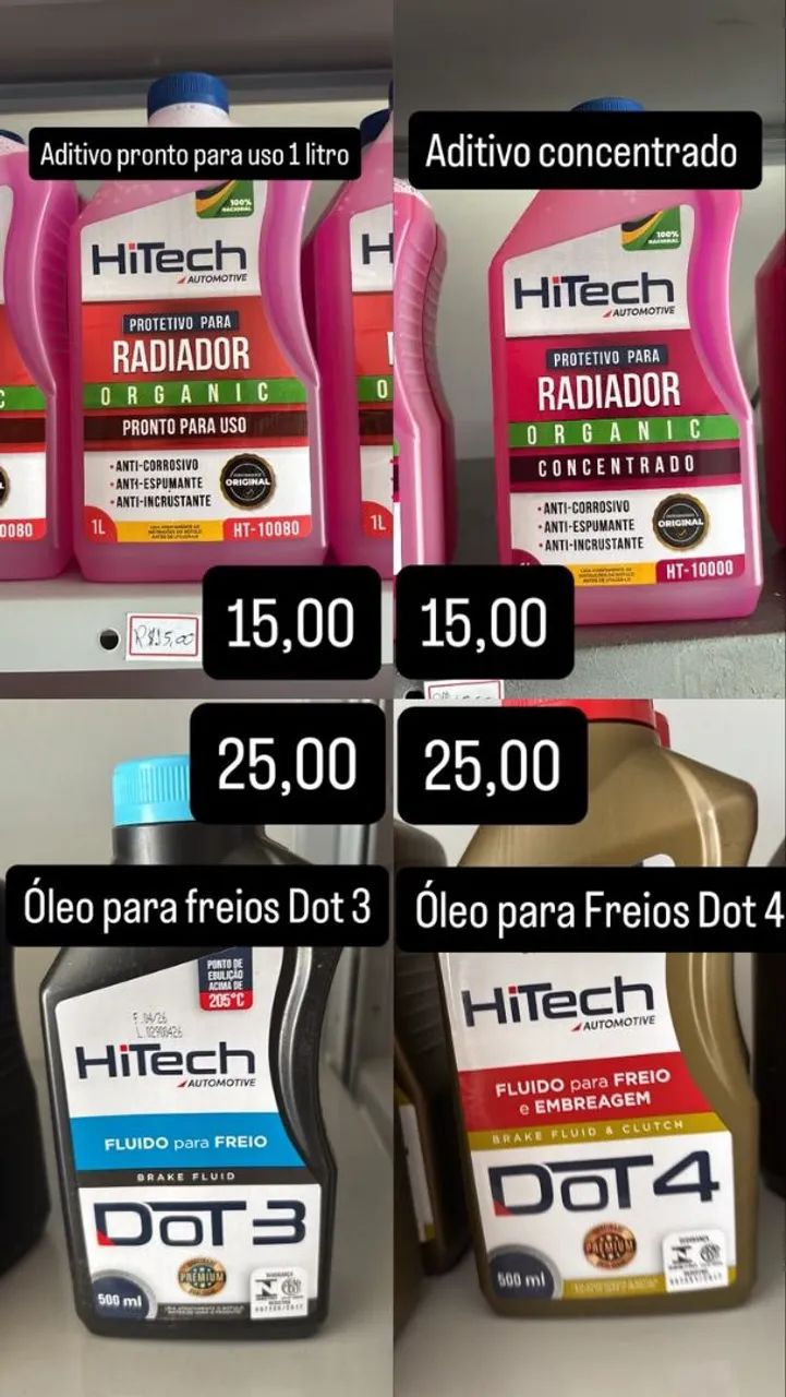 Aditivos e Óleo de freio Dot 3 4