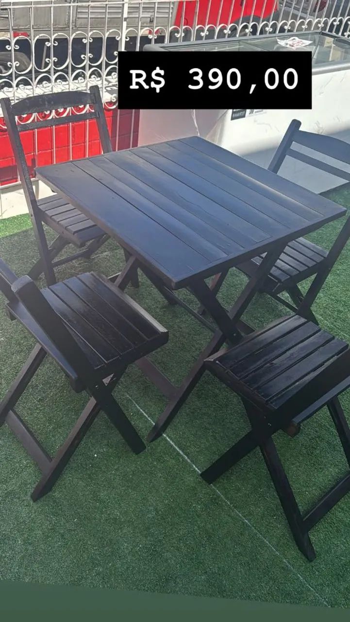 Mesa dobráveis de Madeira Conjunto 4 cadeiras
