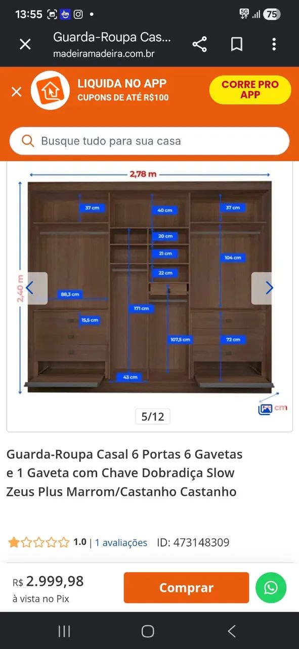 Guarda roupa casal - Foto 4