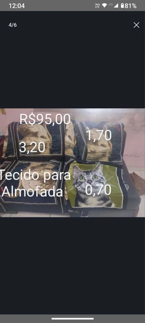 Tecido para almofadas figura animais 