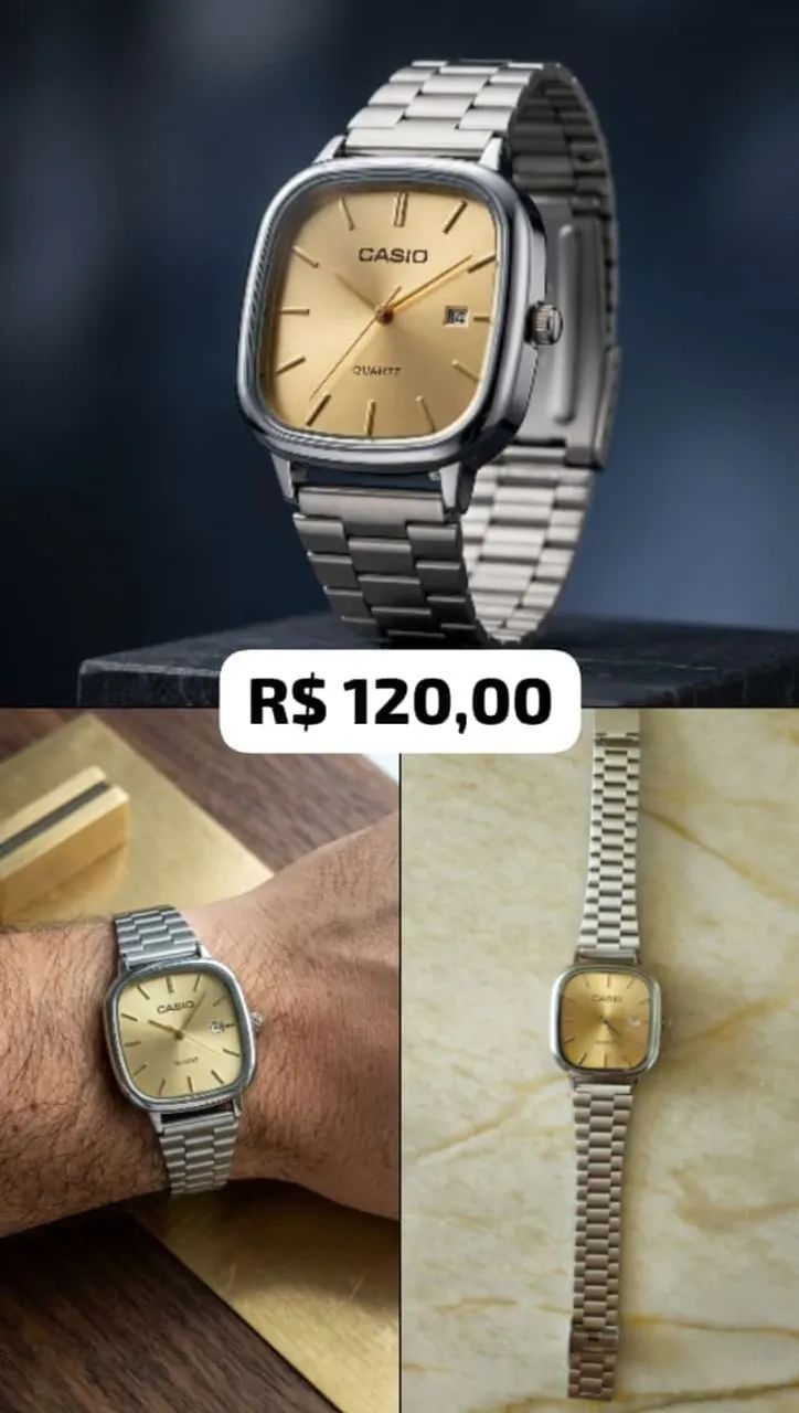Relógio Cásio Vintage A138 Prata/Champanhe - Foto 4