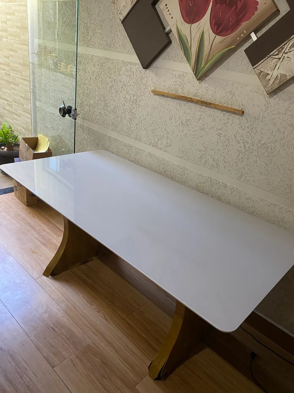 Tampo de Mesa de jantar retangular em vidro off white - Foto 3