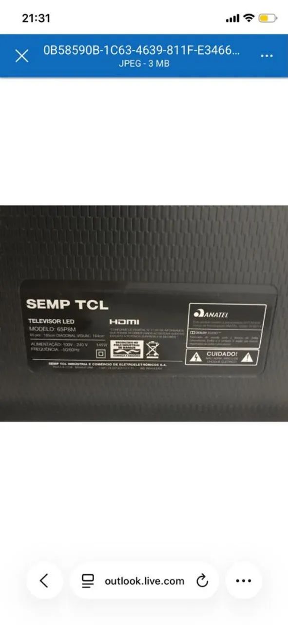 Tv 65 polegadas TCL para retirada de peças  - Foto 2