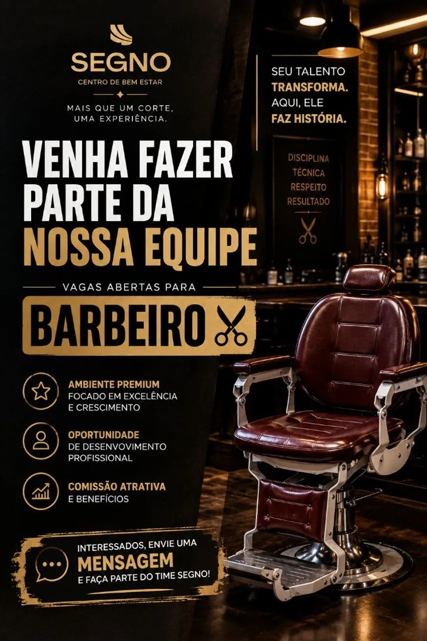 VAGA PARA BARBEIRO COM EXPERIÊNCIA 