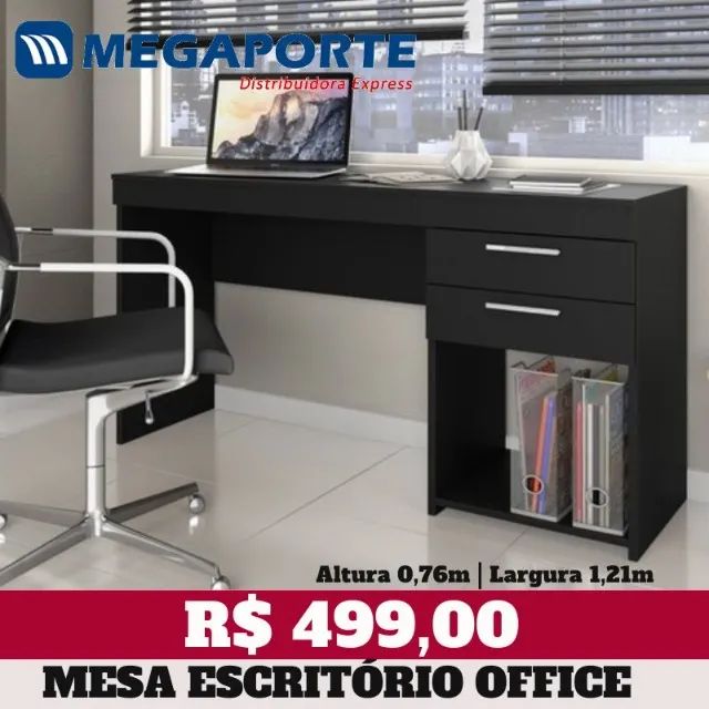 Mesa Escritório Escrivaninha Office 2 Gavetas (NOVO) Entrega Grátis! - Foto 2