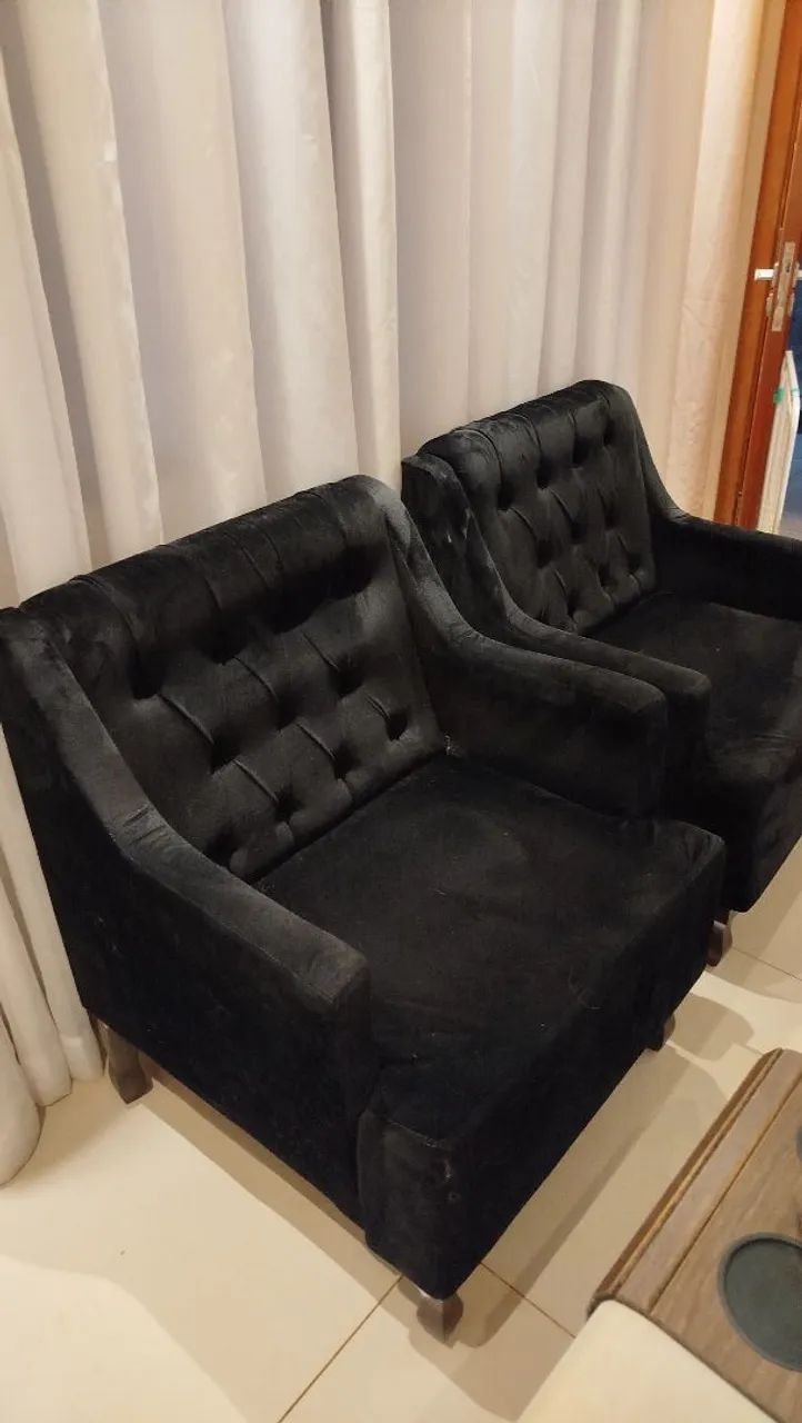 Poltronas pretas em suede - Foto 2