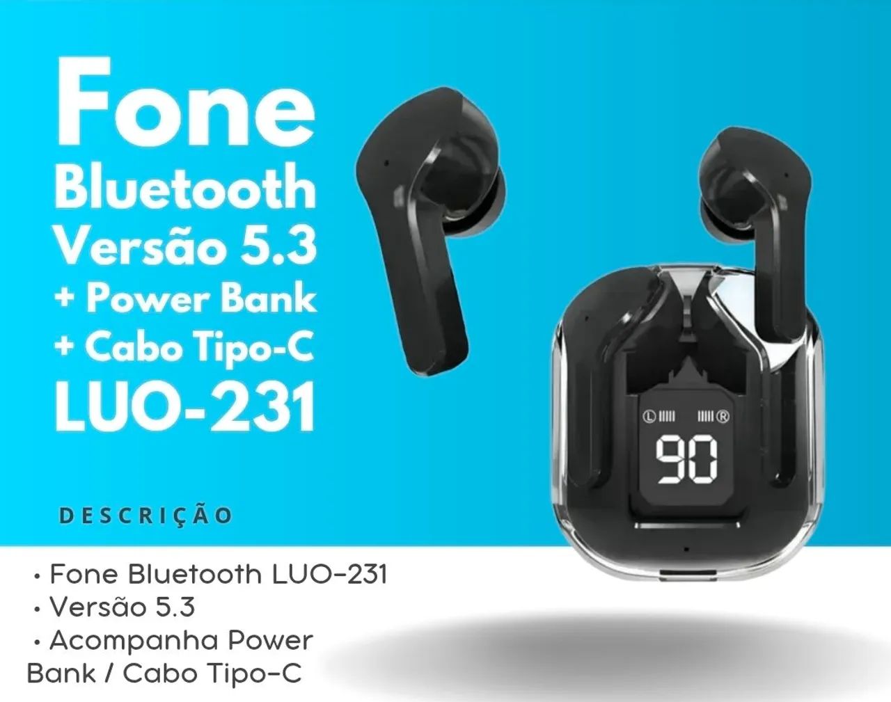 Fone Bluetooth versão 5.3