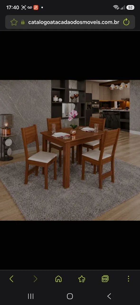 MESA 4C SAO CARLOS MILENA RETANGULAR 108X68 NATURALLE - Foto 2
