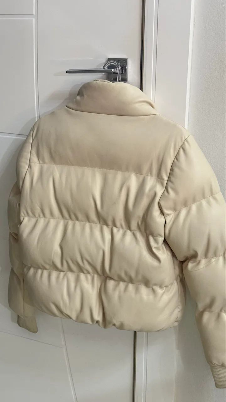 Jaqueta Puffer Bege P | Nova (Usada 1 Vez) - Foto 3