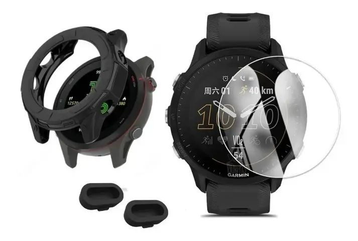 Kit 2x Pelicula + Case Para Garmin 955 + 2 Plug