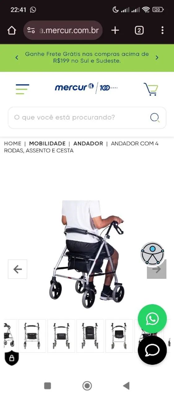 Andador com assento e cesto e rodas  - Foto 3