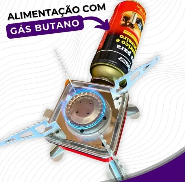 Mini Fogareiro Portátil Automático Gás Ajuste De Chama Bolsa - Foto 3
