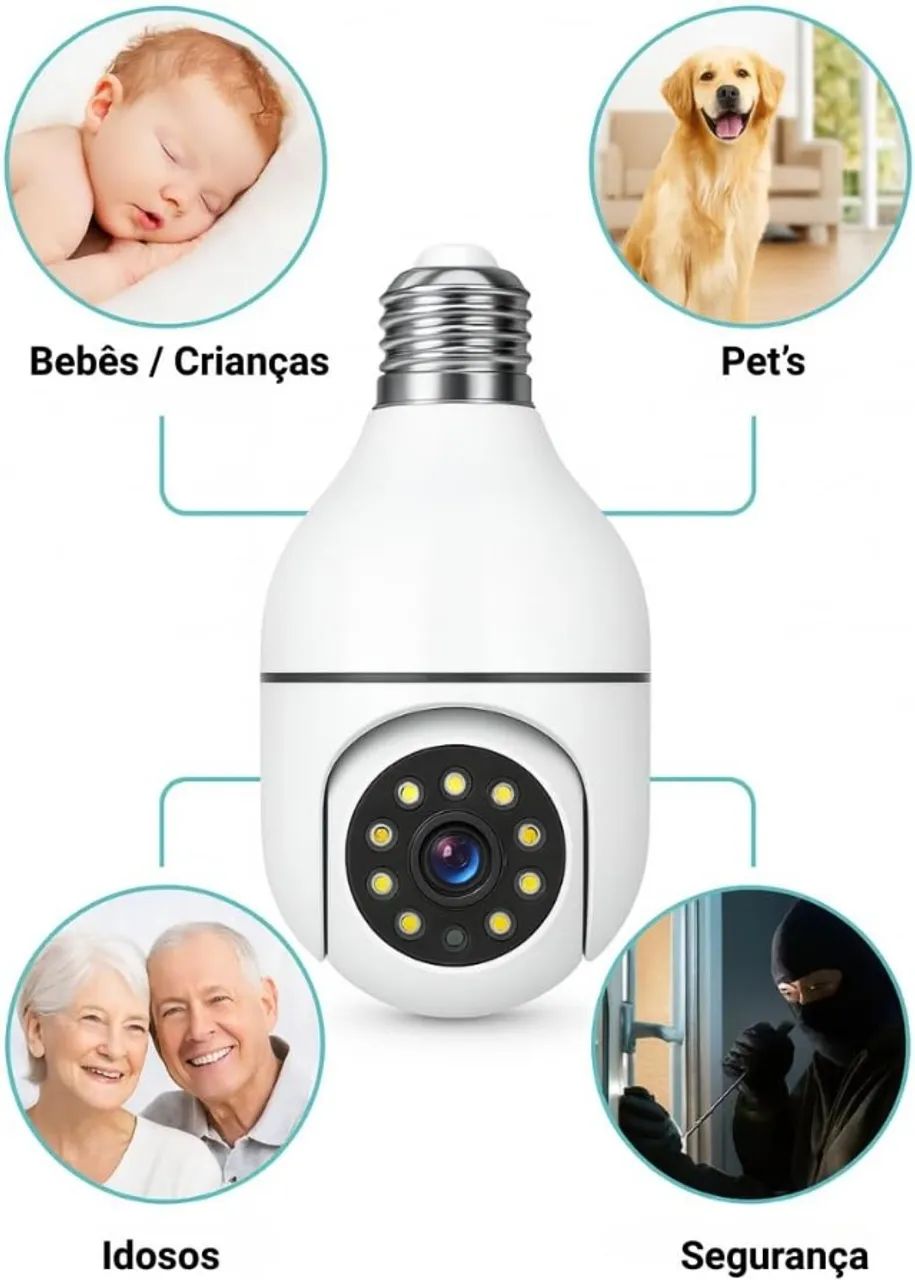 Câmera Wifi Lampada Giratoria  - Foto 3