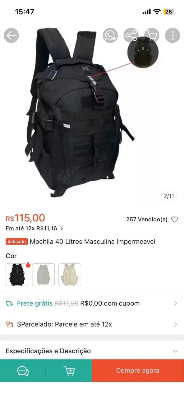 Mochila preta - Foto 5