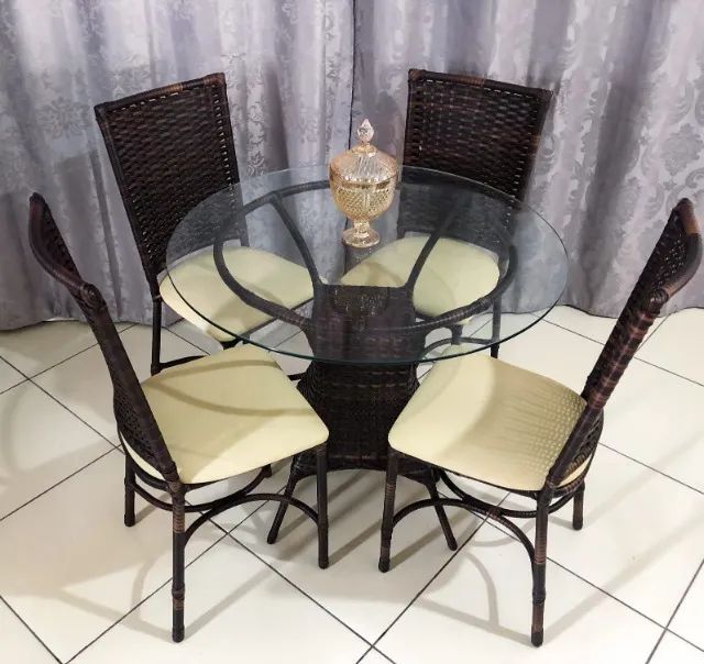 CONJUNTO DE MESA RIO EM ALUMINIO E FIBRA SINTETICA