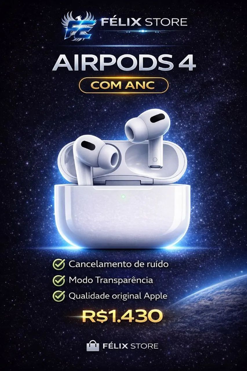 AirPods 4 Original ANC Cancelamento de Ruído Apple Novo AirPods 4 Original ANC Cancelamento de Ruído Apple Novo