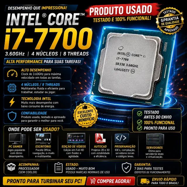 PROCESSADOR INTEL CORE i7-7700 3.60GHz - PERFEITO ESTADO