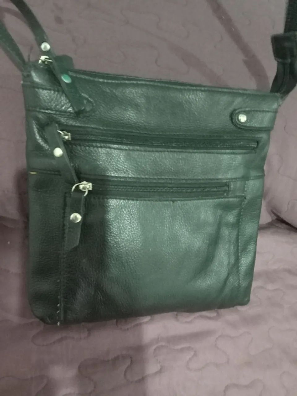 Bolsa andoria preta couro legítimo 