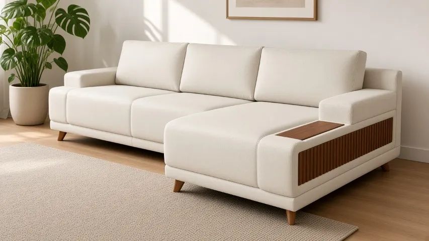 Sofá com Chaise Roma 2,93m Eucalipto (NOVO A PRONTA ENTREGA)