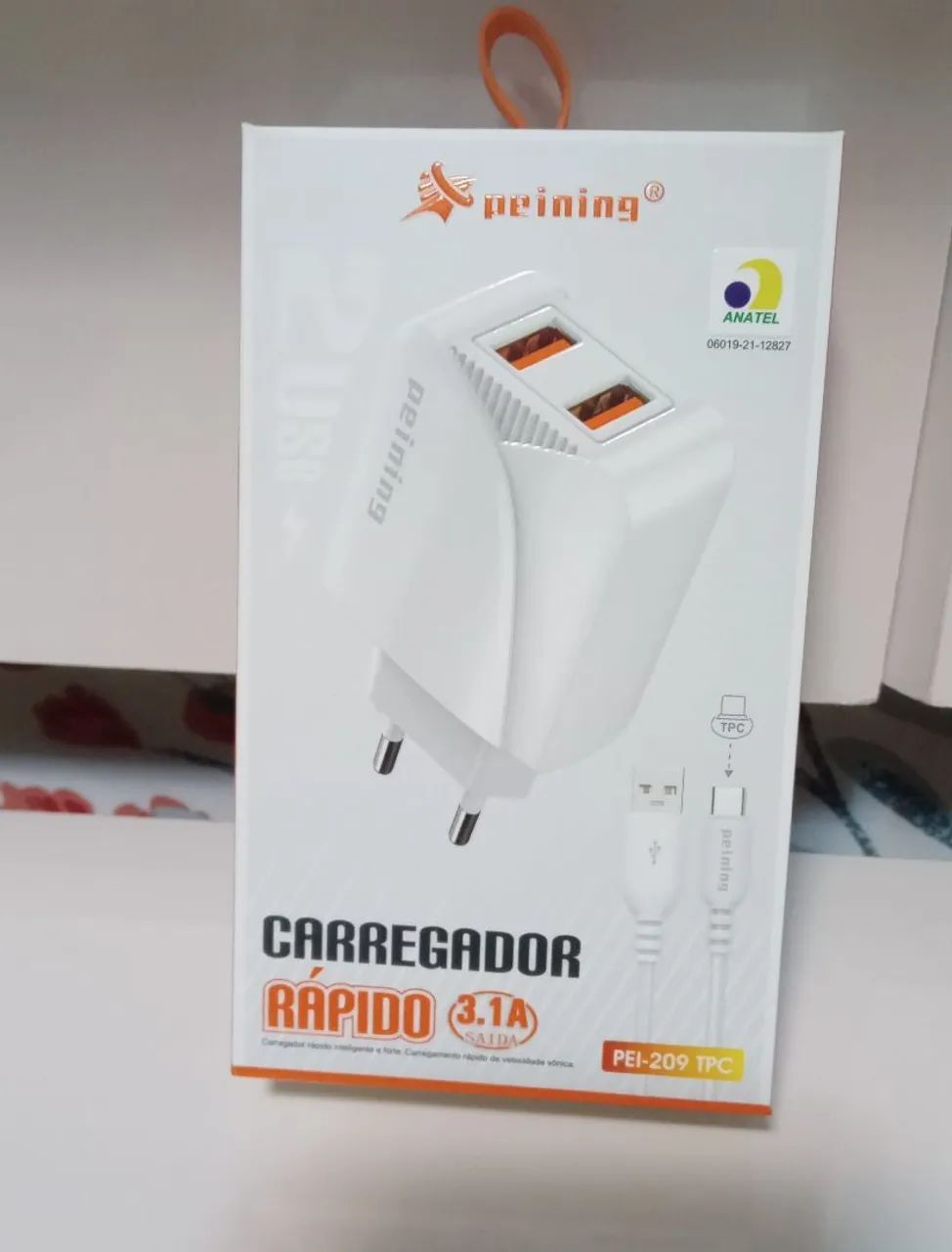 Carregador rápido peining 2 usb pei 209 tpc