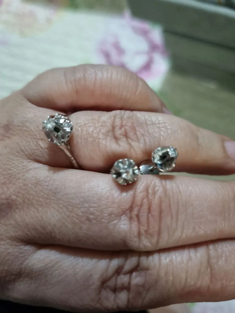 Conjunto solitário ouro branco e diamante - Foto 2