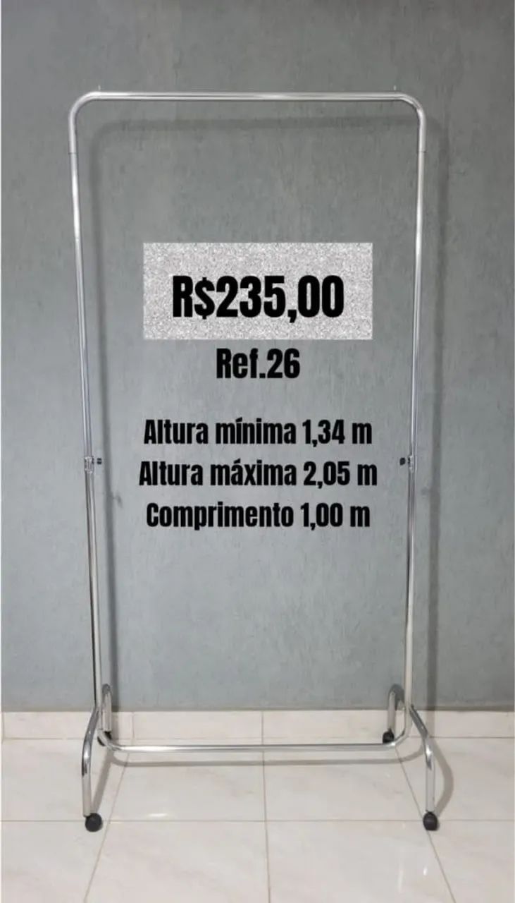 Arara cromada com rodinhas  - Foto 3