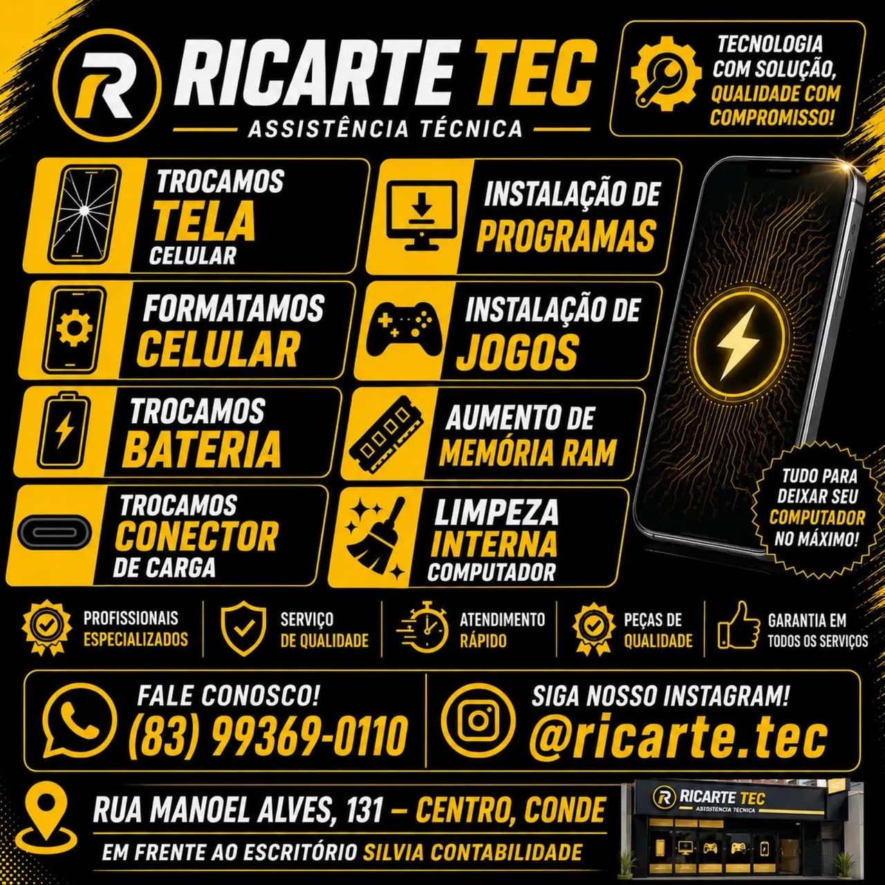 Conserto de computadores e celulares delivery 
