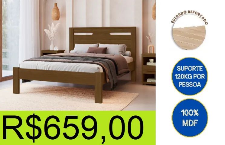 cama- casal - 100% MDF - compre hoje e receba em até 72 horas - Foto 2