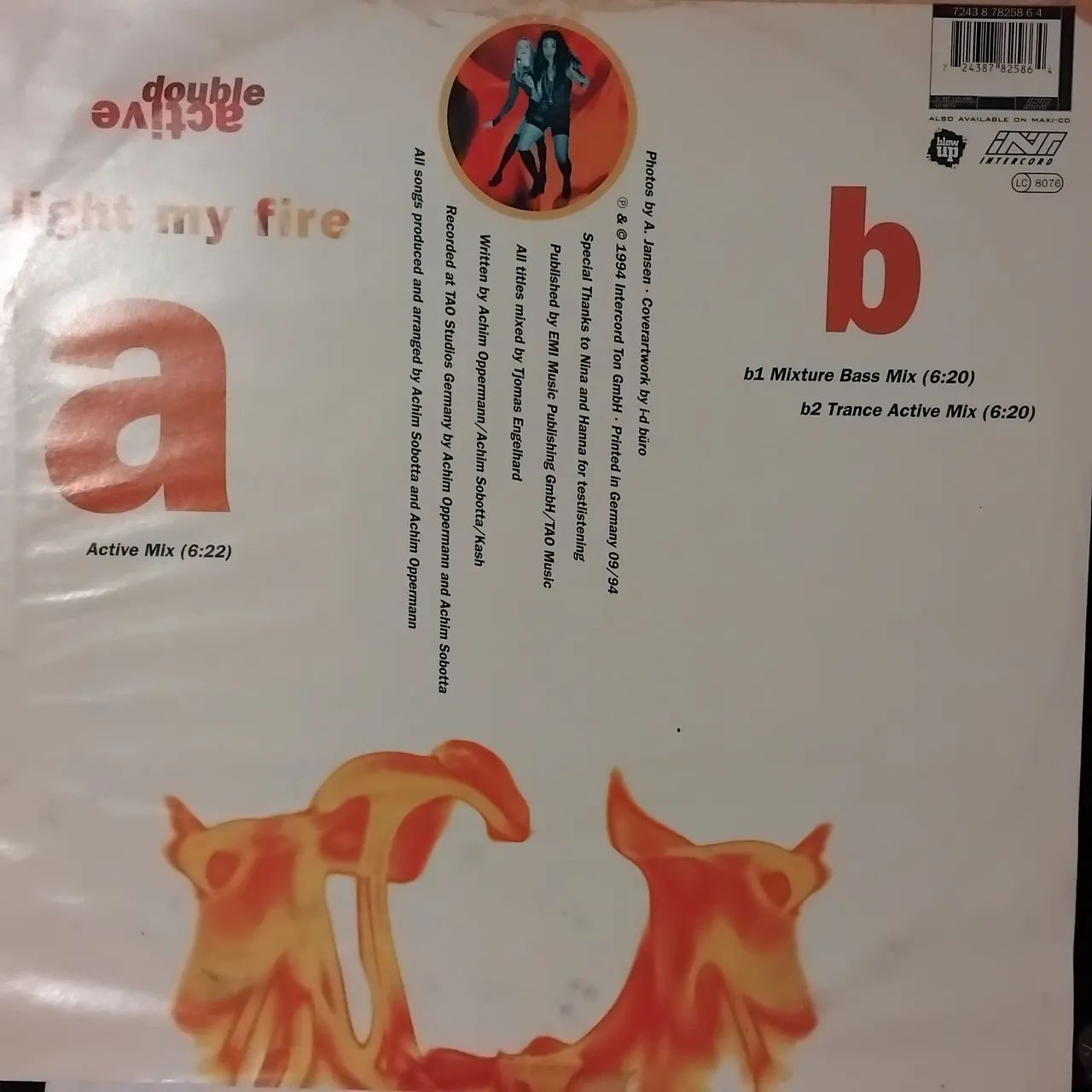 LP Disco de Vinil Single Double Active - Light My Fire Eurodance anos 90 importado  - Foto 2