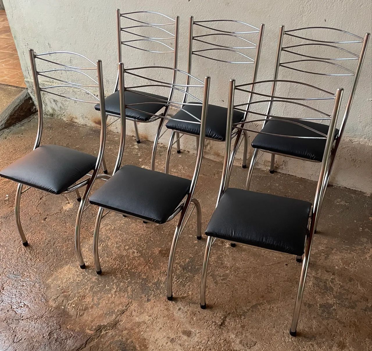 6 Cadeiras de Mesa de Jantar Cromadas - Foto 3